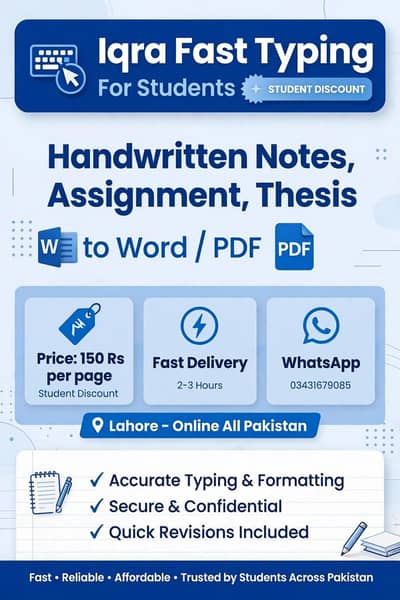 Fast typing service for students -Assignment notes to word PDF