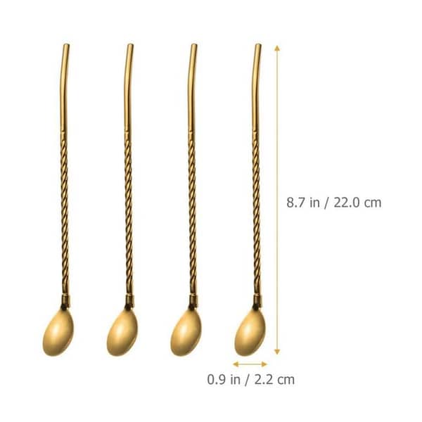 T  Gold Bent Stainless Steel Drinking Straws Metal Straw 7 PCS Set 21cm