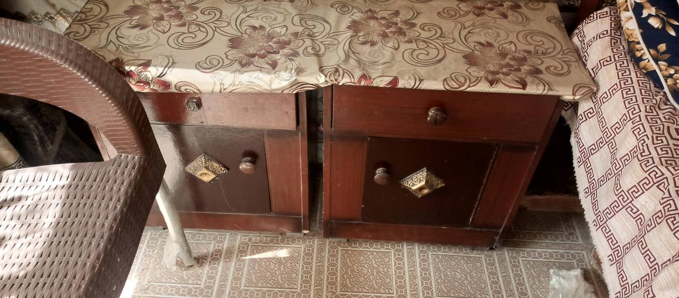 Used Double Bed with 2 Side Tables in Good Condition - Beds - 1120335644