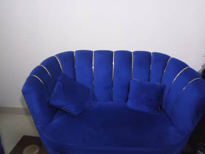 blue and golden sofa set