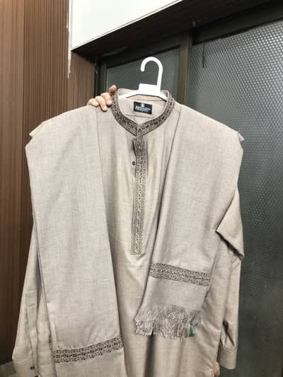 3Pc WOOL KARANDI BRAND NEW KURTA SHALWAR WITH SHAWL