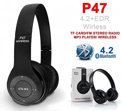 Black Long-Lasting Battery With Fast Charge 47 Headphone