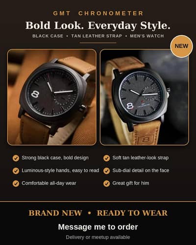 Black Leather Watch