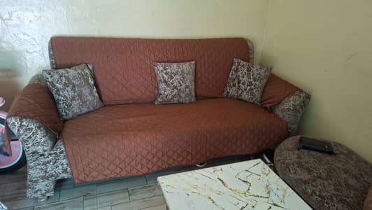 SOFA 6 SEATERS FRONT SIDE TABLES WITH SOFA COVER AND FILLERS