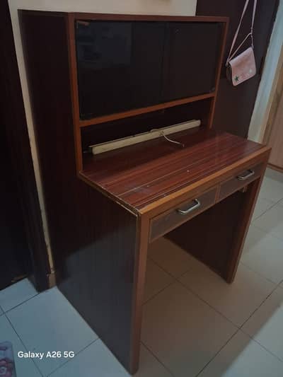 Compact Student / Office Table with Built-in Upper Shelf and Drawers