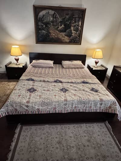 Bed set with mattress side tables and dressing table
