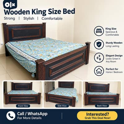 Wooden King Size Bed – Elegant Design | Strong & Durable