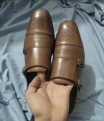 Double monk strap leather shoes for men 43/44
