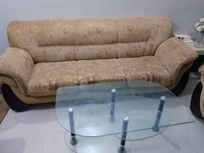 7 Seater Sofa Set + Glass Table
