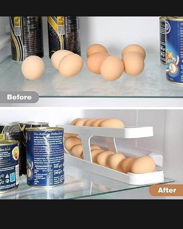 T  Egg Dispenser, Egg Holder Space-Saving Rolling Eggs Dispenser and Organizer for Refrigerator Storage Rack, Egg Organizer