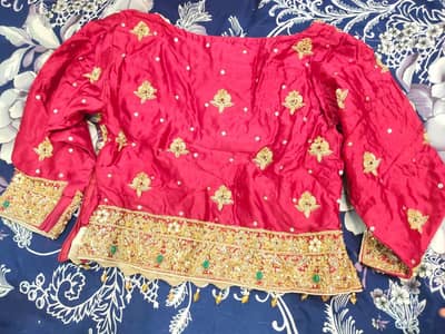 red  bridal lehenga full hand work only 1 time used