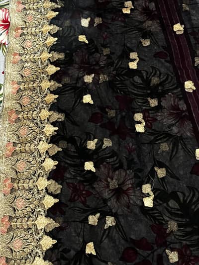 Black Heavy Embroidered Party Wear 3-Piece Suit