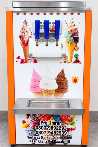 3 flavor soft ice cream serve machine