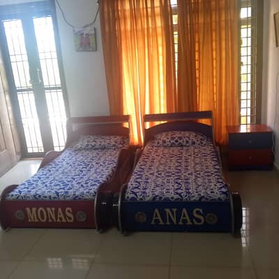 Car beds with mattresses.