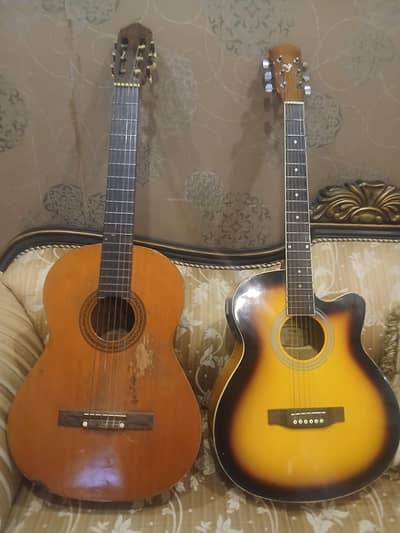 2 Yamaha guitars F310 semi-acoustic and classical Spanish G-70A