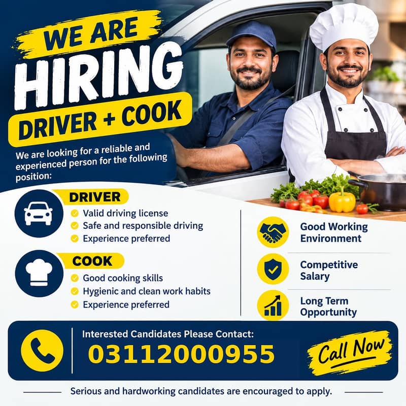 Driver + Cook Required 0