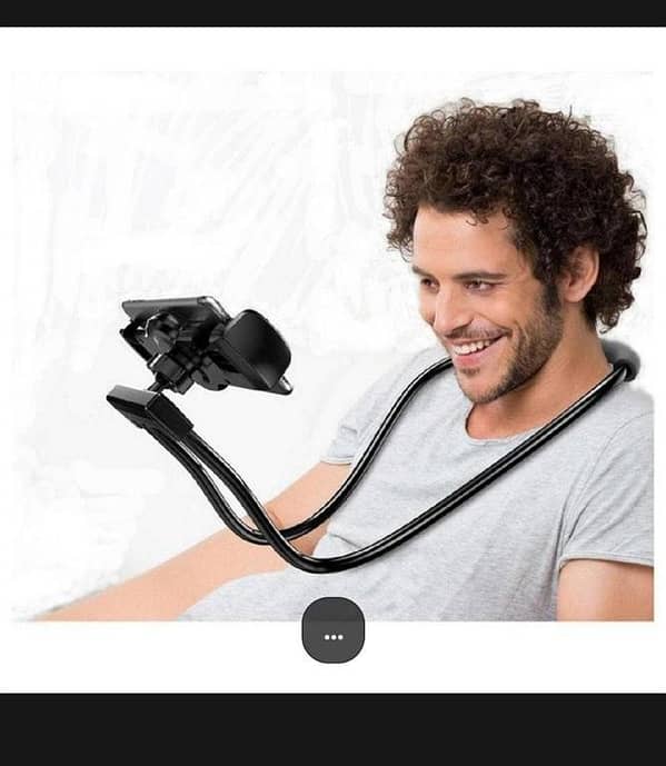 T   Lazy Bendable Flexible Hang Neck Phone Holder 360 Degree Rotation Mobile Stand -Black