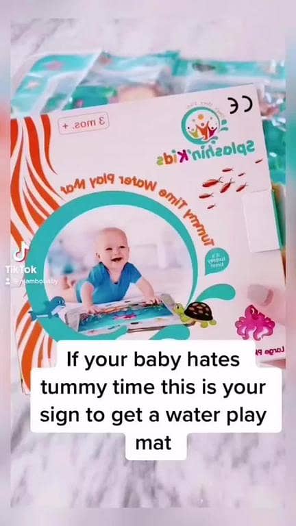 Inflatable Tummy Time Mat, Premium Baby Water Play Mat for Infants and Toddlers for 3 to 24 Months, Strengthen Your Baby's Muscles