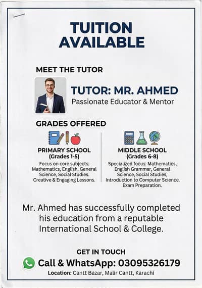 Available for tuition.