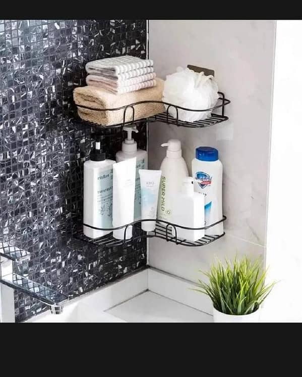 T  Self-Adhesive Metal Corner Rack For Bathroom & Kitchen