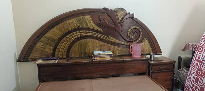 Double Wooden Bed with 2xdrawers