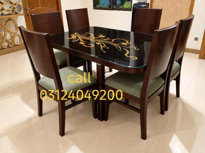 6 chairs wooden dining table set