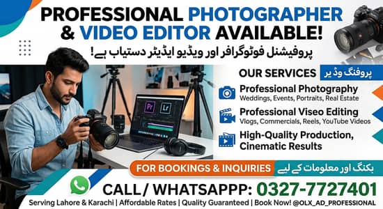 Video editor and photographer available