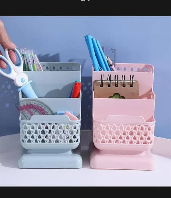 T  Quality Office Organizer ( Height 6 inch Width 3 inch Length 4 Inch ) Desktop Pen Storage Box Pencil Brush Pot Pen Holder Makeup Brush Plastic Container Desk Organizer