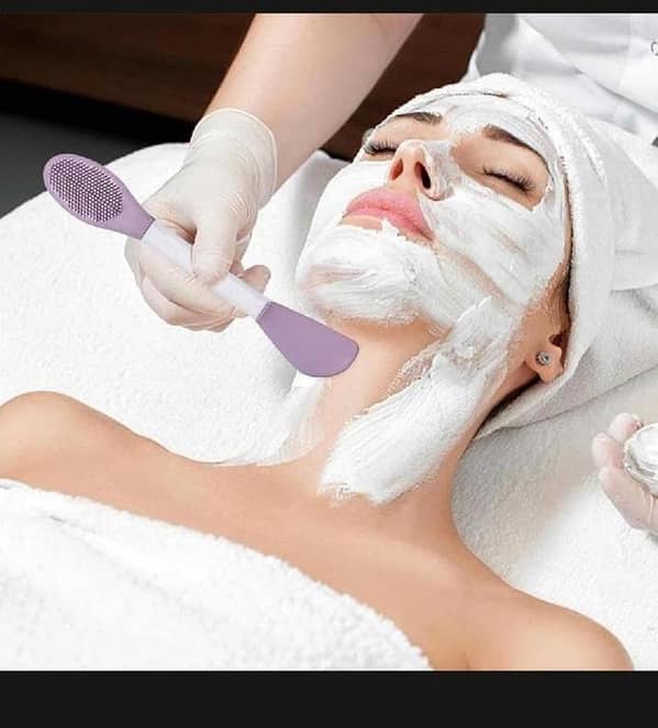 T   Silicone Double Head Mask Brush, Silicone Face Wash Brush, Mud Film Special Scraper Applicator, Facial Cleansing Brush, Cleaning Tool