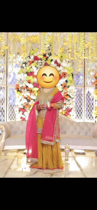 gharara dress for mehndi mustard pink