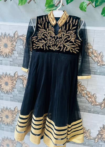 Black fancy party wear frock for 6 year old girl
