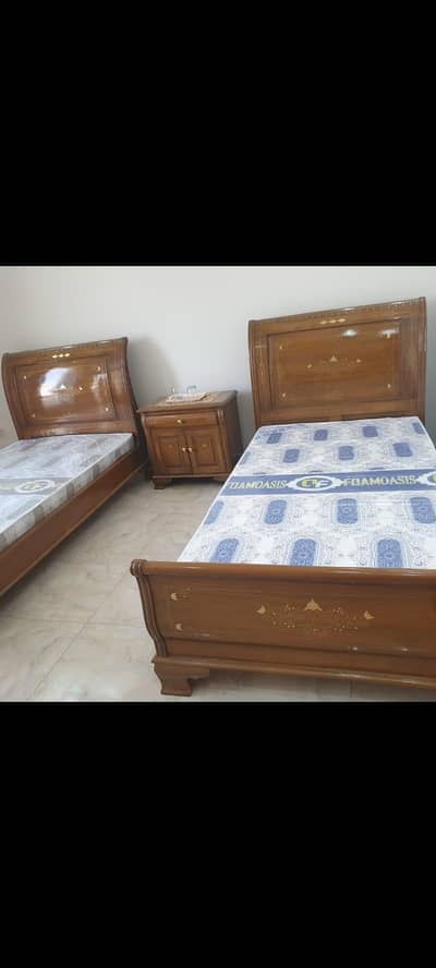 solid sheesham wood single bed set with mattress