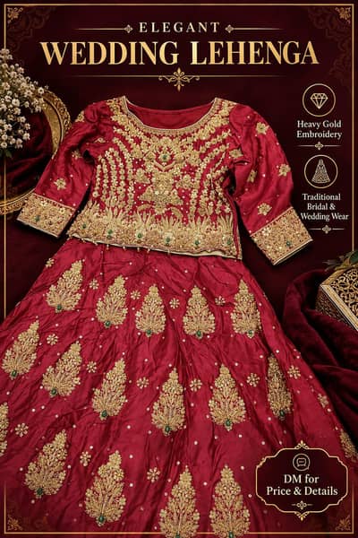 Maroon Bridal Lehenga with Heavy Golden Embroidery – Wedding Wear