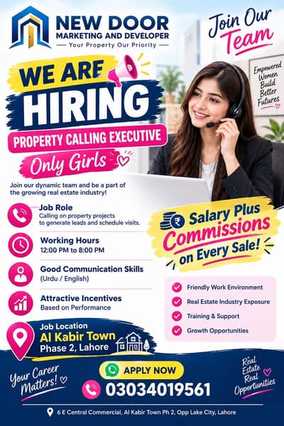 Female Staff required for Real estate office to call our customer