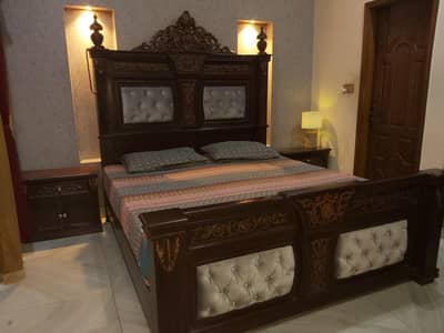 bed with mattress dressing table bedside table