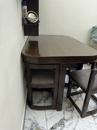 Wooden Dining Table with 6 Chairs – Rounded Edge Design