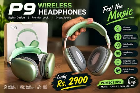 P9 Wireless Bluetooth Headphones – Stylish Design & Premium Look
