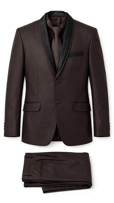Brown 2 Piece Prince Coat Pant With Tie Size 34 - Wedding Suit