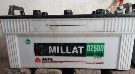 2 × Millat D2500 Deep Cycle Batteries – 12V 200Ah
