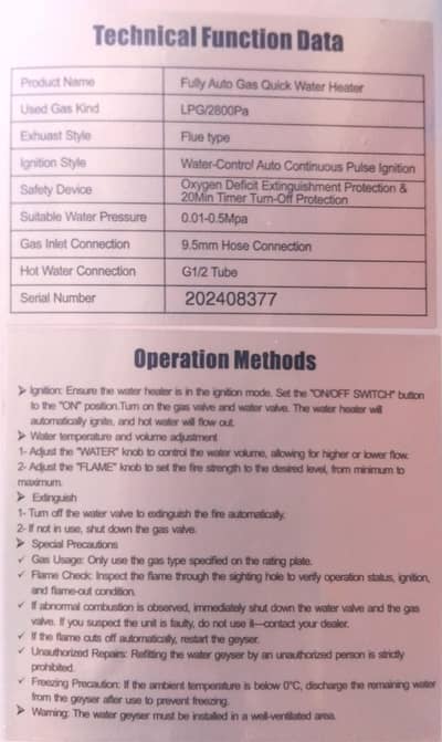 I-Zone Imported Instant Gas Geyser  Almost New Condition with warranty