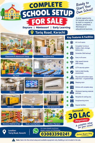Running daycare & Montessori for sale with whole setup