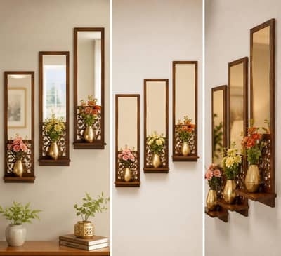 Wooden Frame with Acrylic Mirror Shelf