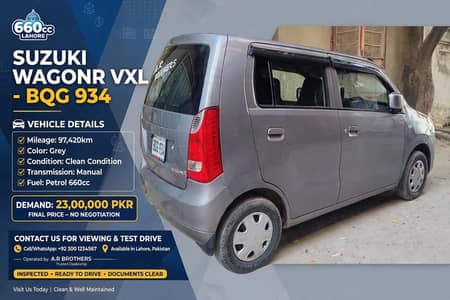 Suzuki Wagon R VXL 2017 Grey - Total Genuine - Lahore No