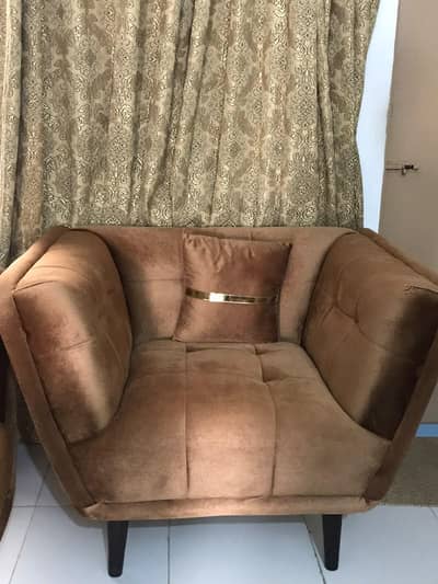 7 Seater Brown Sofa Set with Covers - Heavy Duty Structure