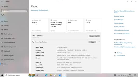 Dell core i7 8th gen 2gb dedicated graphics card
