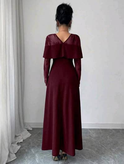 Shein Wine Burgundy Off-Shoulder Lace Maxi Dress - Large - Brand New