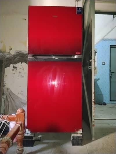 Haier red glass door refrigerator  - Excellent condition