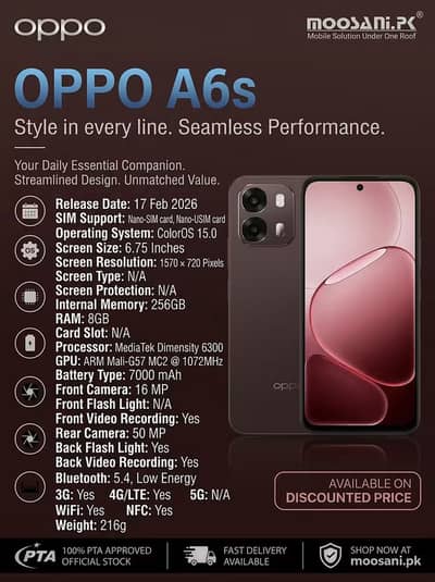 OPPO A6s 8 256 gb ROM&Rem
