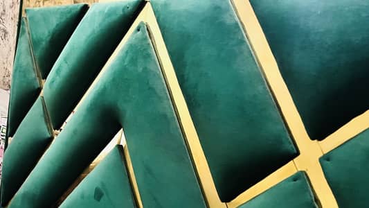Golden brass green velvet bed