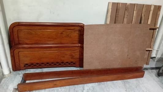 New Wooden Bed - Dark Brown